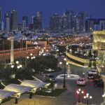 
              FILE - With a general view of skyline, cars arrive at the Al Hazm luxury mall, in Doha, Qatar, Wednesday, April 24, 2019. As many as 1.7 million people could pour into Qatar during the upcoming 2022 FIFA World Cup that begins this November — representing over half the population of this small, energy-rich Arab nation. (AP Photo/Kamran Jebreili, File)
            