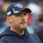 
              FILE - Tennessee Titans offensive coordinator Todd Downing watches during warm ups before an NFL football game against the Miami Dolphins, on Jan. 2, 2022, in Nashville, Tenn. Downing is free on bond after he was arrested on charges of speeding and driving under the influence early Friday morning, Nov. 18, 2022. (AP Photo/John Amis, File)
            