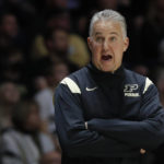 
              Purdue coach Matt Painter yells during the team's NCAA college basketball game against Austin Peay on Friday, Nov. 11, 2022, in West Lafayette, Ind. (Alex Martin/Journal & Courier via AP)
            