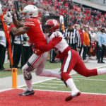 
              Ohio State wide receiver Kamryn Babb, left, makes a catch for a touchdown in front of Indiana defensive back Lem Watley-Neely during the second half of an NCAA college football game Saturday, Nov. 12, 2022 in Columbus, Ohio. Ohio State won 56-14. (AP Photo/Paul Vernon)
            