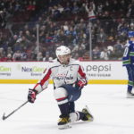 
              Washington Capitals' Alex Ovechkin celebrates a goal against the Vancouver Canucks during the first period of an NHL hockey game Tuesday, Nov. 29, 2022, in Vancouver, British Columbia. (Darryl Dyck/The Canadian Press via AP)
            