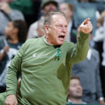 
              Michigan State coach Tom Izzo reacts during the first half of an NCAA college basketball game against Villanova, Friday, Nov. 18, 2022, in East Lansing, Mich. (AP Photo/Al Goldis)
            