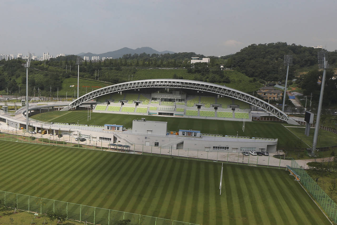 The Namdong Asiad Rugby Field is seen in Incheon, South Korea, on Aug. 11, 2014. A song passionatel...