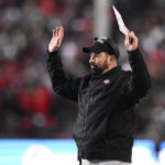 
              Ohio State head coach Ryan Day gestures during the first half of an NCAA college football game against Maryland, Saturday, Nov. 19, 2022, in College Park, Md. (AP Photo/Nick Wass)
            