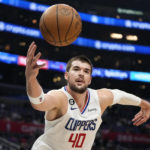 
              Los Angeles Clippers center Ivica Zubac grabs a rebound during the second half of an NBA basketball game against the Indiana Pacers Sunday, Nov. 27, 2022, in Los Angeles. (AP Photo/Mark J. Terrill)
            