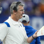 
              Indianapolis Colts head coach Frank Reich on the sideline in the second half of an NFL football game against the Washington Commanders in Indianapolis, Fla., Sunday, Oct. 30, 2022. (AP Photo/Darron Cummings)
            