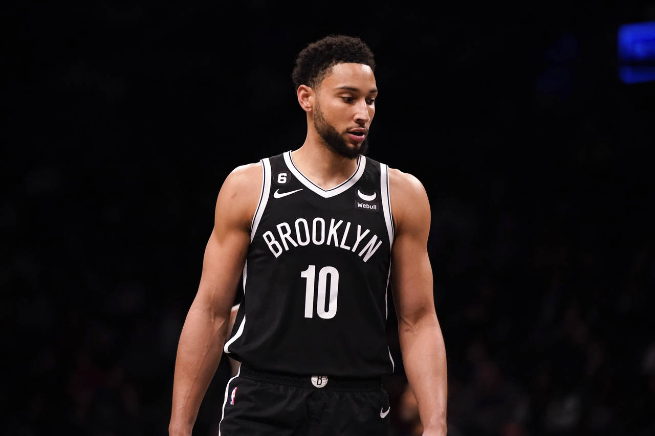 Brooklyn Nets guard Ben Simmons during the first half of an NBA basketball game against the Orlando...