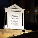 
              A sign out front of St. Paul's Memorial Church informs of a prayer service in response to the shootings that happened on the University of Virginia campus the night before, in Charlottesville, Va., Monday, Nov. 14, 2022. (Mike Kropf/The Daily Progress via AP)
            