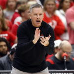 
              Ohio State coach Chris Holtmann directs his team during the first half of an NCAA college basketball game against Robert Morris in Columbus, Ohio, Monday, Nov. 7, 2022. (AP Photo/Paul Vernon)
            
