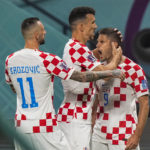 
              Croatia's Andrej Kramaric, right, jubilates with teammates after scoring his side's first goal during the World Cup group F soccer match between Croatia and Canada, at the Khalifa International Stadium in Doha, Qatar, Sunday, Nov. 27, 2022. (AP Photo/Martin Meissner)
            