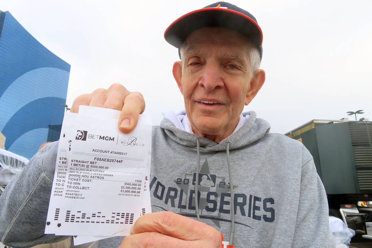 Jim "Mattress Mack" McIngvale, of Houston, holds some of the tickets in Atlantic City N.J., Tuesday...