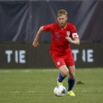 
              FILE - United States' Tim Ream controls the ball during the second half of a friendly soccer match against Uruguay, Tuesday, Sept. 10, 2019, in St. Louis.. Tim Ream, Haji Wright, Joe Scally and Sean Johnson made the United States’ World Cup roster.  (AP Photo/Jeff Roberson, File)
            