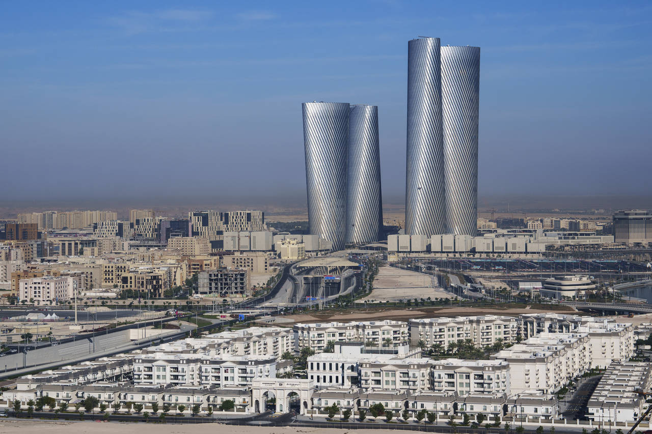 A view of the Lusail plaza towers in Lusail downtown, Qatar, Thursday, Nov. 24, 2022. (AP Photo/Pav...