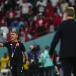 
              Tunisia's head coach Jalel Kadri gives instructions from the side line during the World Cup group D soccer match between Denmark and Tunisia, at the Education City Stadium in Al Rayyan, Qatar, Tuesday, Nov. 22, 2022. (AP Photo/Manu Fernandez)
            