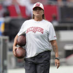 
              FILE - Tampa Bay Buccaneers assistant defensive line coach Lori Locust during an NFL football game against the Green Bay Packers on Sept. 25, 2022, in Tampa, Fla. An annual diversity study has found the NFL posted significant gains in hiring women for positions in coaching, front offices and league headquarters. (AP Photo/Chris O'Meara, File)
            