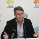 
              World Athletics President Sebastian Coe holds a press conference at the conclusion of the World Athletics meeting at the Italian National Olympic Committee, headquarters, in Rome, Wednesday, Nov. 30, 2022. (AP Photo/Gregorio Borgia)
            