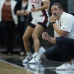 
              Pacific head coach Bradley Davis watches during the first half of an NCAA college basketball game against Stanford in Stockton, Calif., Friday, Nov. 11, 2022. (AP Photo/Godofredo A. Vásquez)
            