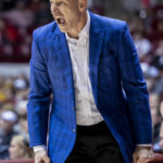 
              Alabama head coach Nate Oats reacts on the sideline during the first half of an NCAA college basketball game against Jacksonville State, Friday, Nov. 18, 2022, in Tuscaloosa, Ala. (AP Photo/Vasha Hunt)
            