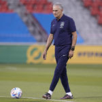 
              Brazil's head coach Tite attends a training session at the Grand Hamad stadium in Doha, Qatar, Sunday, Nov. 27, 2022. Brazil will face Switzerland in a group G World Cup soccer match on Nov. 28. (AP Photo/Andre Penner)
            