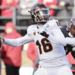 
              Arizona State quarterback Trenton Bourguet throws a pass during the first half of an NCAA college football game against Washington State, Saturday, Nov. 12, 2022, in Pullman, Wash. (AP Photo/Young Kwak)
            