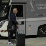 
              France's national team coach Didier Deschamps arrives with his team at Hamad International airport in Doha, Qatar, Wednesday, Nov. 16, 2022, ahead of the upcoming World Cup. France will play their first match in the World Cup against Australia on Nov. 22. (AP Photo/Hassan Ammar)
            