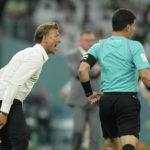 
              Saudi Arabia's head coach Herve Renard shouts out as gives instructions from the side line during the World Cup group C soccer match between Poland and Saudi Arabia, at the Education City Stadium in Al Rayyan , Qatar, Saturday, Nov. 26, 2022. (AP Photo/Francisco Seco)
            