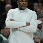
              Atlanta Hawks head coach Nate McMillan watches during the first half of an NBA basketball game Monday, Nov. 14, 2022, in Milwaukee. (AP Photo/Morry Gash)
            