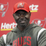 
              Tampa Bay Buccaneers head coach Todd Bowles talks to the media after an NFL football game Sunday, Oct. 23, 2022, in Charlotte, N.C. (AP Photo/Rusty Jones)
            
