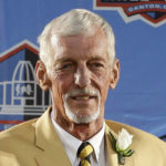 
              FILE - Hall of Fame inductee Ray Guy poses during the 2014 Pro Football Hall of Fame Enshrinement Ceremony at the Pro Football Hall of Fame, Saturday, Aug. 2, 2014, in Canton, Ohio. Ray Guy, the first punter to make the Pro Football Hall of Fame, died Thursday, Nov. 3, 2022, following a lengthy illness. He had been receiving care in a Hattiesburg, Miss. area hospice. He was 72. (AP Photo/Tony Dejak, File)
            