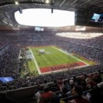 
              General view inside the Allianz Arena during the pregame show of a NFL match between Tampa Bay Buccaneers and Seattle Seahawks in Munich, Germany, Sunday, Nov. 13, 2022. (AP Photo/Markus Schreiber)
            