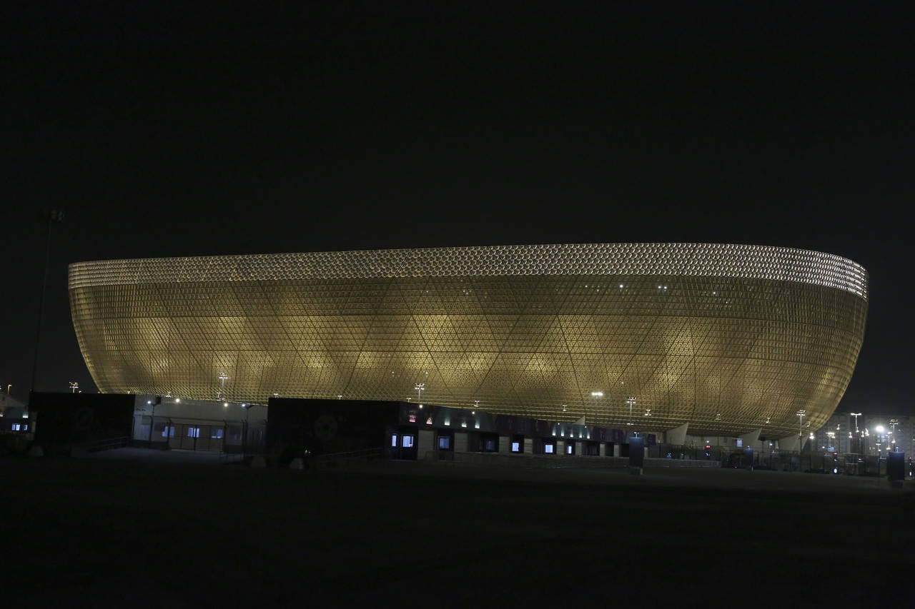 A general view of the Lusail Stadium in Lusail, Qatar, Friday, Oct. 21, 2022. Qatar has built eight...