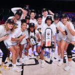 
              In a photo provided by Bahamas Visual Services, UCLA celebrates after defeating Marquette in the NCAA college basketball championship game in the Battle 4 Atlantis at Paradise Island, Bahamas, Monday, Nov. 21, 2022. (Tim Aylen/Bahamas Visual Services via AP)
            