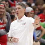 
              Robert Morris coach Andrew Toole directs his team during the second half of an NCAA college basketball game against Ohio State in Columbus, Ohio, Monday, Nov. 7, 2022. (AP Photo/Paul Vernon)
            
