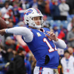 
              Buffalo Bills quarterback Josh Allen winds up to pass prior to an NFL football game against the Minnesota Vikings, Sunday, Nov. 13, 2022, in Orchard Park, N.Y. (AP Photo/Jeffrey T. Barnes)
            
