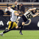 
              Purdue wide receiver Charlie Jones (15) misses a pass during the second half of an NCAA college football game against Iowa, Saturday, Nov. 5, 2022, in West Lafayette, Ind. (AP Photo/Marc Lebryk)
            