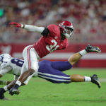 TUSCALOOSA, ALABAMA - SEPTEMBER 3: Will Anderson Jr. #31 of the Alabama Crimson Tide throws aside Josh Sterzer #83 of the Utah State Aggies at Bryant Denny Stadium on September 3, 2022 in Tuscaloosa, Alabama. (Photo by Brandon Sumrall/Getty Images)