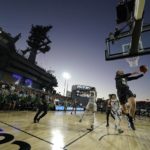 
              Michigan State forward Joey Hauser (10) shoots during the second half of the Carrier Classic NCAA college basketball game against Gonzaga aboard the USS Abraham Lincoln in Coronado, Calif. Friday, Nov. 11, 2022. (AP Photo/Ashley Landis)
            