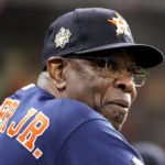 
              FILE - Houston Astros manager Dusty Baker Jr. watches during the second inning in Game 6 of baseball's World Series between the Houston Astros and the Philadelphia Phillies, in Houston, Nov. 5, 2022. (AP Photo/David J. Phillip, File)
            