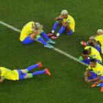 
              Brazil's players are dejected after losing the World Cup quarterfinal soccer match between Croatia and Brazil, at the Education City Stadium in Al Rayyan, Qatar, Friday, Dec. 9, 2022. (AP Photo/Petr David Josek)
            