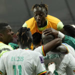 
              Senegal players celebrate scoring their side's second goal during the World Cup group A soccer match between Ecuador and Senegal, at the Khalifa International Stadium in Doha, Qatar, Tuesday, Nov. 29, 2022. (AP Photo/Francisco Seco)
            