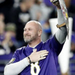 
              FILE - Former Baltimore Ravens quarterback Trent Dilfer is introduced on the field prior to an NFL divisional playoff football game against the Tennessee Titans, Saturday, Jan. 11, 2020, in Baltimore. Former NFL quarterback Trent Dilfer, who has been coaching a high school team in Tennessee for the last four years, is the leading candidate to become the new coach at UAB, a person with knowledge of the search told The Associated Press on Tuesday night, Nov. 29, 2022.The person spoke on condition of anonymity because UAB was not making details of its search public.(AP Photo/Julio Cortez, File)
            