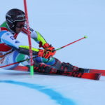 
              Slovenia's Zan Kranjec speeds down the course during an alpine ski, men's World Cup giant slalom, in Alta Badia, Italy, Sunday, Dec. 18, 2022. (AP Photo/Alessandro Trovati)
            