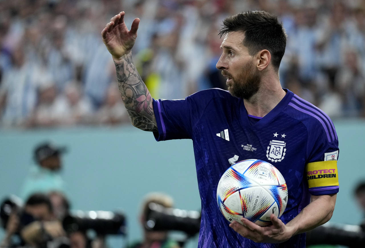 Argentina's Lionel Messi during the World Cup group C soccer match between Poland and Argentina at ...