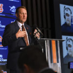 
              Auburn football coach Hugh Freeze talks after being introduced at a news conference Tuesday, Nov. 29, 2022, in Auburn, Ala. (AP Photo/Todd Van Emst)
            