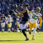 
              Chicago Bears' Equanimeous St. Brown catches a long pass in front of Green Bay Packers' Jaire Alexander during the first half of an NFL football game Sunday, Dec. 4, 2022, in Chicago. (AP Photo/Nam Y. Huh)
            