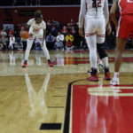 
              Rutgers' guard Erica Lafayette (20) with the ball during the Big Ten Conference women's college basketball game between the Rutgers Scarlet Knights and the Ohio State Buckeyes women's basketball team in Piscataway, N.J., Sunday, Dec. 4, 2022. (AP Photo/Stefan Jeremiah)
            