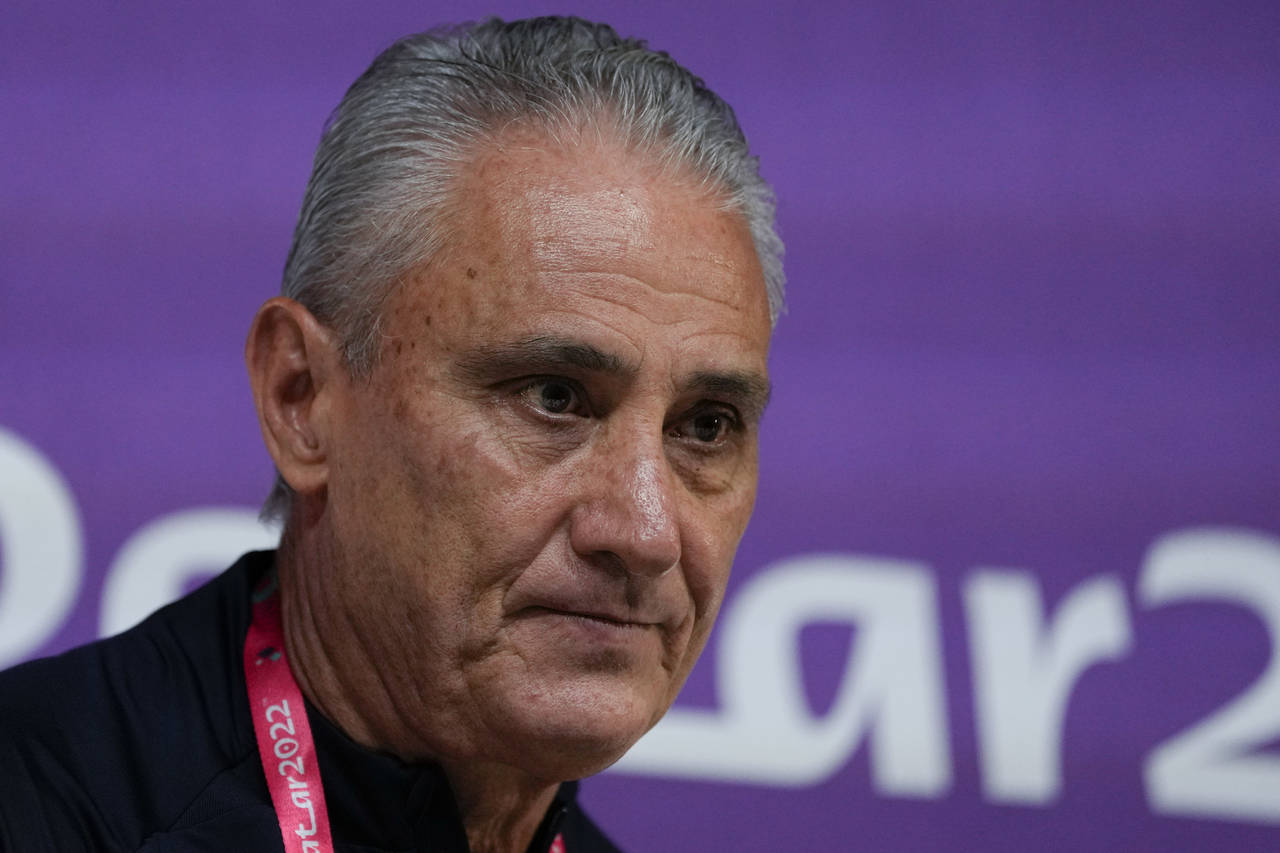 Brazil's head coach Tite attends a press conference on the eve of World Cup round of 16 soccer matc...