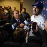 
              New York Mets baseball pitcher Justin Verlander talks with reporters at a news conference at Citi Field, Tuesday, Dec. 20, 2022, in New York. The team introduced Verlander after they agreed to a $86.7 million, two-year contract. It's part of an offseason spending spree in which the Mets have committed $476.7 million on seven free agents. (AP Photo/Seth Wenig)
            