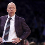 
              UCLA head coach Mick Cronin watches during the first half of an NCAA college basketball game against Kentucky in the CBS Sports Classic, Saturday, Dec. 17, 2022, in New York. (AP Photo/Julia Nikhinson)
            