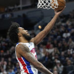 
              Detroit Pistons forward Marvin Bagley III (35) shoots during the first half of an NBA basketball game against the Minnesota Timberwolves, Saturday, Dec. 31, 2022, in Minneapolis. (AP Photo/Abbie Parr)
            